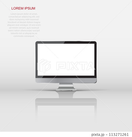 Desktop computer flat icon. Realistic vector illustration 113271261