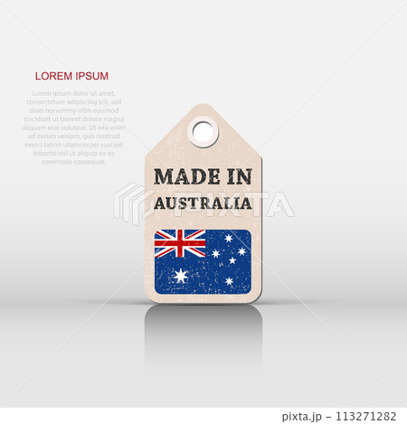 Hang tag made in Australia with flag. Vector illustration Hang tag made in Australia with flag. Vector illustration 113271282