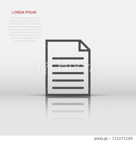 Vector document icon in flat style. Paper page sign illustration pictogram. Note business concept. 113271289