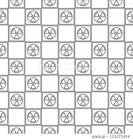 Radiation vector Danger Zone thin line square seamless pattern 113271454