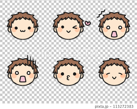 Forehead and various facial expressions set 113272383