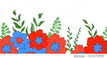 Hello spring banners collection. Background with color leaves, flowers. Nature concept design. Modern floral compositions in trendy flat simple style. Vector illustration for poster, greeting card Hello spring banners collection. Background with color leaves, flowers. Nature concept design. Modern floral compositions in trendy flat simple style. Vector illustration for poster, greeting card 113272597
