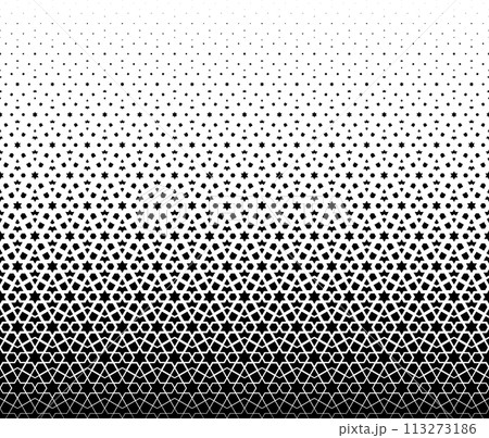 Geometric pattern of black figures on a white background. Seamless in one direction.SCALE method 113273186