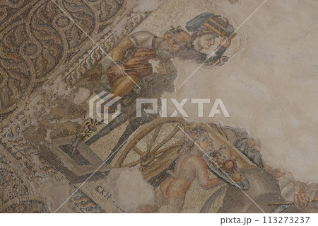 Restored Ancient Mosaic Depiction. Archaeological Museum of the Paphos Restored Ancient Mosaic Depiction. Archaeological Museum of the Paphos 113273237
