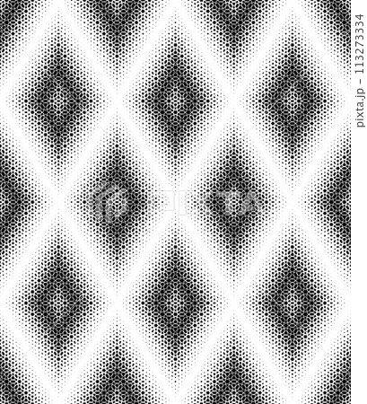 Geometric pattern of black figures on a white background. Seamless in one direction.SCALE method Geometric pattern of black figures on a white background. Seamless in one direction.SCALE method 113273334