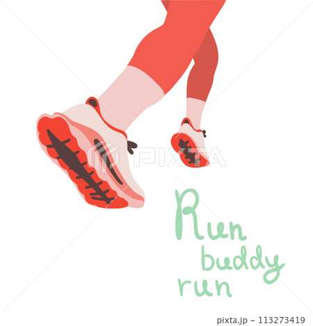 Running marathone legs flat design set  113273419