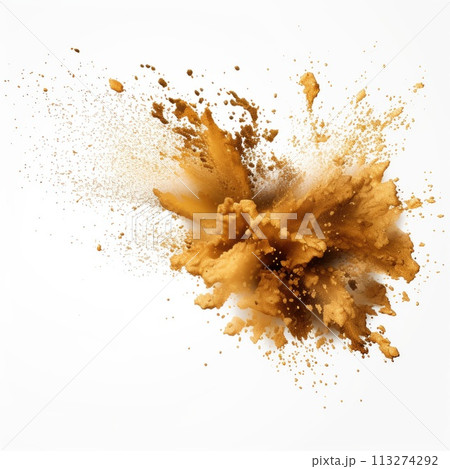 Powder explosion isolated on white background. Colored dust erupts 113274292