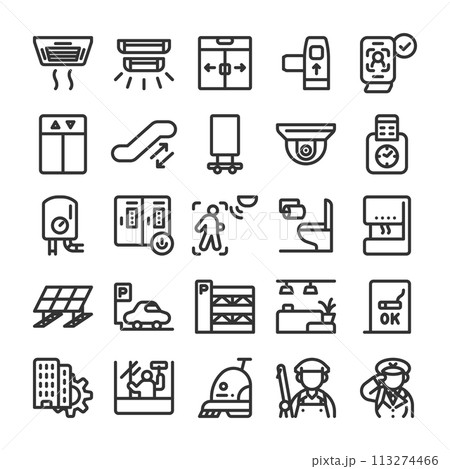 ビルの設備 メンテナンス アイコン セット ビルの設備 メンテナンス アイコン セット 113274466