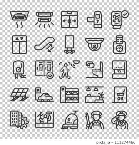ビルの設備 メンテナンス アイコン セット ビルの設備 メンテナンス アイコン セット 113274466