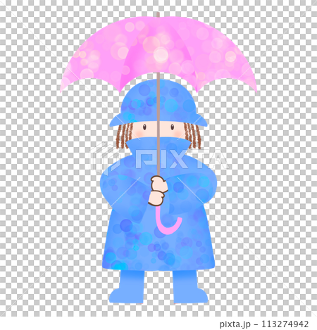 打傘的小孩插畫 打傘的小孩插畫 113274942