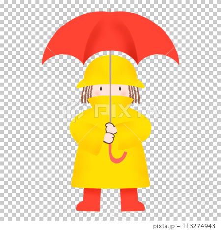 打傘的小孩插畫 打傘的小孩插畫 113274943