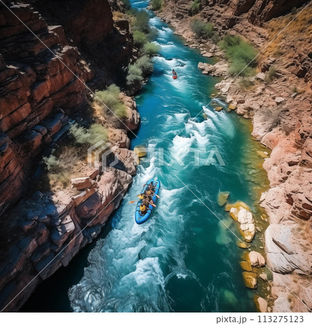 Rafting in river deep canyonのイラスト素材 [113275123] - PIXTA