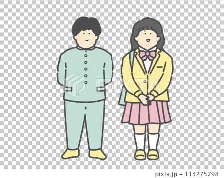 男學生和女學生全身圖 113275798