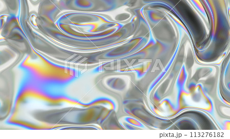 Abstract metallic sheen with a subtle rainbow holographic effect 3d render. 113276182