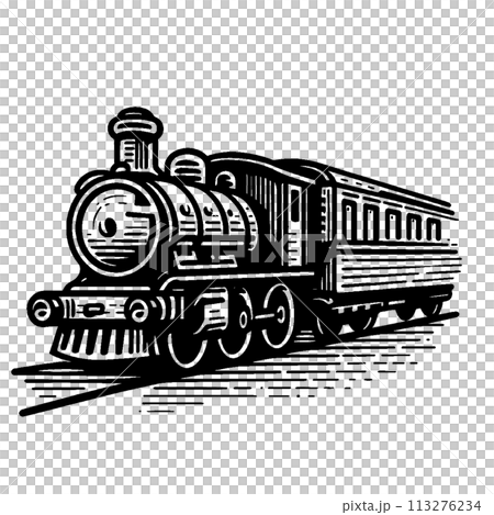 レトロな機関車のイラストのイラスト素材 [113276234] - PIXTA