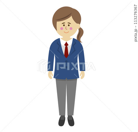 スラックスをはいた女子高生のイラストイメージ 113276367