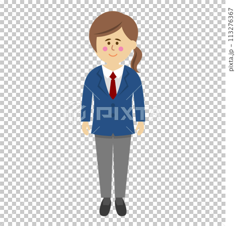 スラックスをはいた女子高生のイラストイメージ 113276367