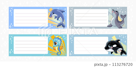 Cute cartoon sea creatures planners vector set vector illustration Cute cartoon sea creatures planners vector set vector illustration 113276720