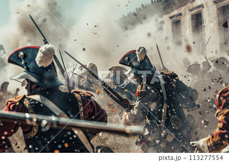 Cinco de Mayo concept - mexican soldiers during the battle 113277554