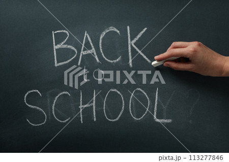 Chalk writing on the blackboard Chalk writing on the blackboard 113277846