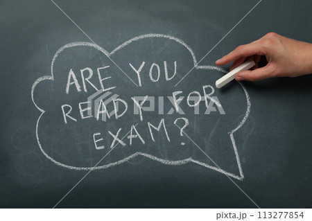 Chalk writing on the blackboard 113277854