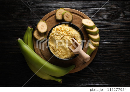 Banana flour, concept of cooking food, tasty banana flour 113277924