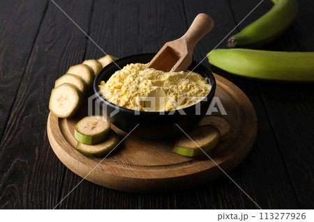 Banana flour, concept of cooking food, tasty banana flour 113277926