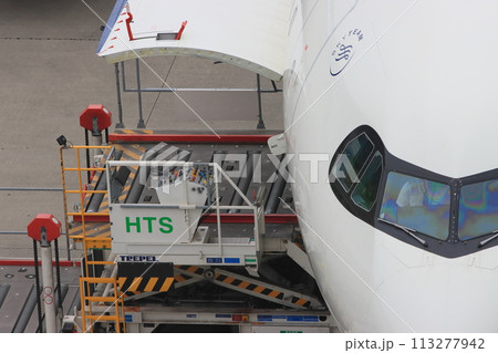 貨物を積み込む旅客機 貨物を積み込む旅客機 113277942