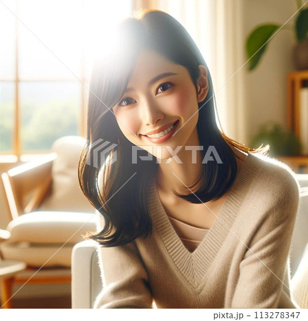 かわいい笑顔の癒し系の女性 113278347