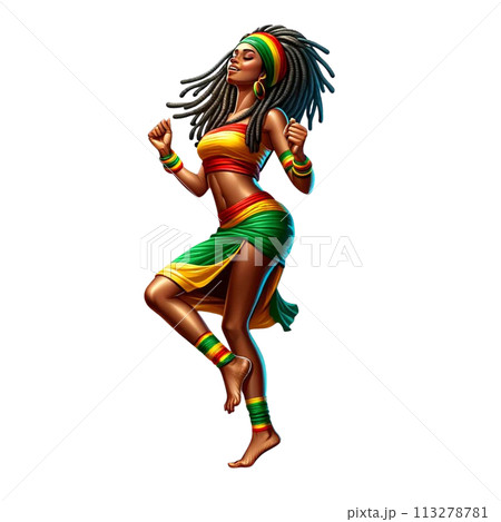 レゲエ　踊るラスタウーマン　 113278781