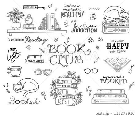 Isolated doodle books. Sketchy book stack, colorful notebook and dictionary. Kids library, read time. Pen and pencil, flat school, university education decent vector tool 113278916
