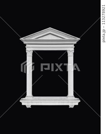 Details, elements of buildings classical architecture. Isolated on a black. Templates for art, design. 113278921