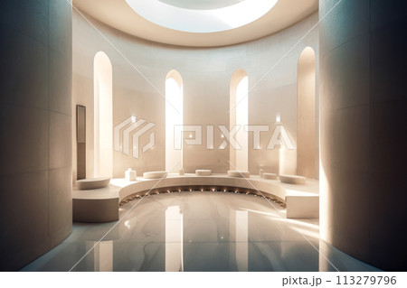 Modern stylish design of a traditional Turkish steam room. Generated by ai. 113279796