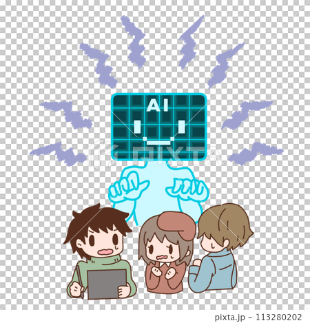 AIにおびえるクリエイターのイラスト 113280202