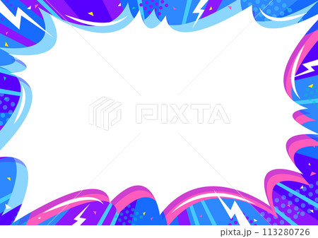 ポップな幾何学バクダンフレーム ブルー 113280726