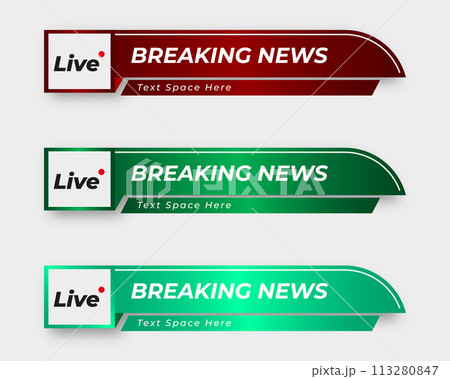 tv news bar. bars newspaper. social media bars. Television broadcast media title banner. title bar	 113280847