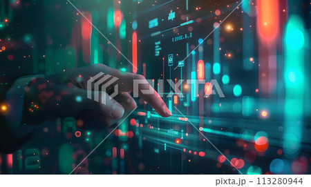 forex trading graph and candlestick chart suitable for financial investment concept. Economy trends background for business idea and all art work design.  113280944