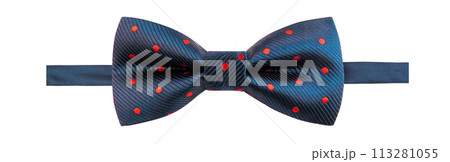 Blue with red polka dots bow tie Blue with red polka dots bow tie 113281055