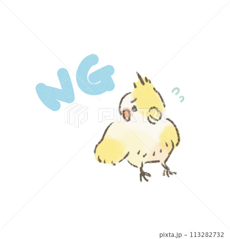 NGマークのオカメインコのイラスト NGマークのオカメインコのイラスト 113282732