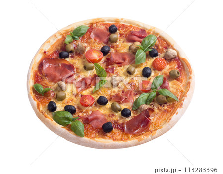 Italian pizza with jamon 113283396