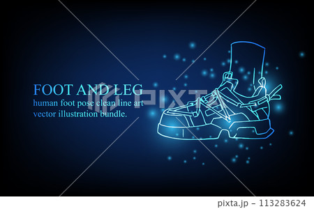 Human foot line, foot and leg, knee and toe, digital business concept, futuristic digital innovation background vector illustration. 113283624