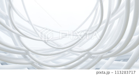 Interconnected white wires 3d render illustration 113283717