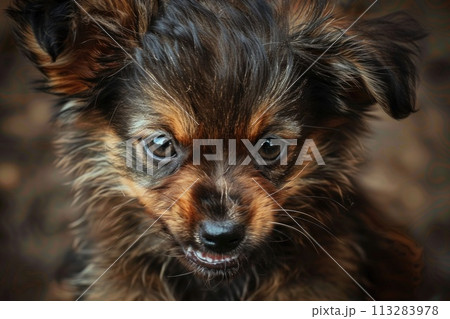 An irresistibly cute puppy bares its tiny teeth in a feisty growl An irresistibly cute puppy bares its tiny teeth in a feisty growl 113283978