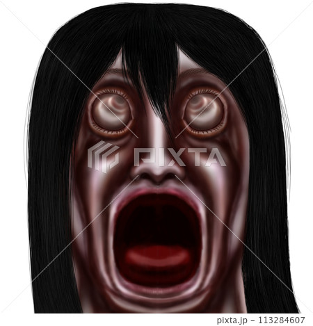 口を開けた幽霊または狂った女性 口を開けた幽霊または狂った女性 113284607