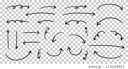 鋼筆手寫箭頭set_black 113284921