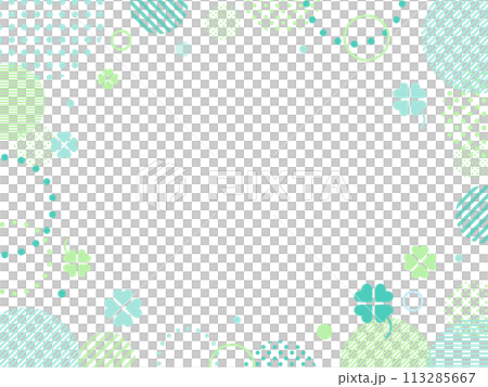Four-leaf clover, green pop frame/background, early summer 113285667