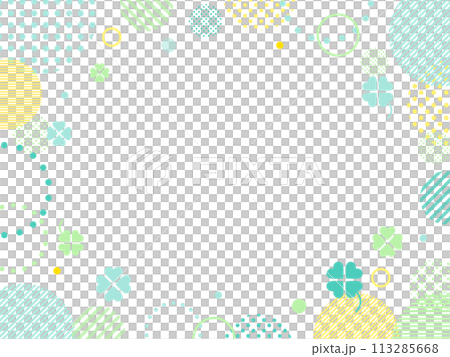 Four-leaf clover, green and yellow pop frame/background, early summer 113285668