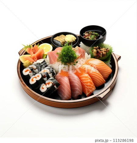 Food Japanese cuisine. Sashimi, sushi and soy sauce Food Japanese cuisine. Sashimi, sushi and soy sauce 113286198