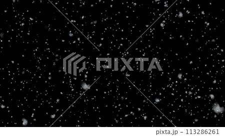 Realistic snowfall overlay, black background - winter, slowly falling snow effect. 3d illustration 113286261