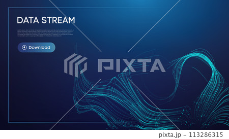 Data stream concept. Data visualization information flow. Blue technology background 113286315